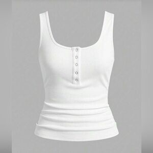 White Sleeveless Ribbed Top